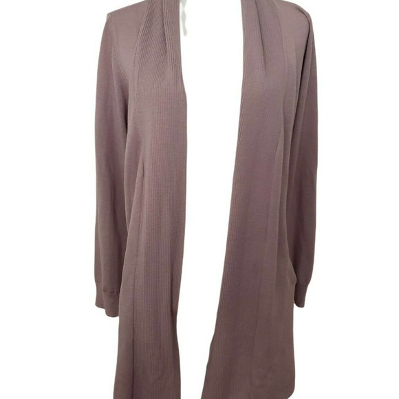North South Merino - 100% Fine Merino Wool Open Front Cardigan, Mauve Co… - Picture 2 of 8